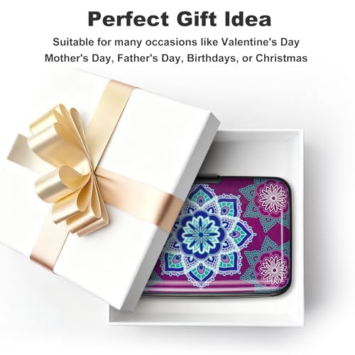 ELFISH RFID Aluminum Wallet Credit Card Protector Case Holder for Men Women - color: Purple flower