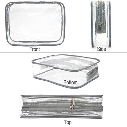 APREUTY 6 Packs Clear Makeup Bags, TSA Approved Toiletry Bags Set, Gray - color: Gray-6PCS (Large+Medium+Small)
