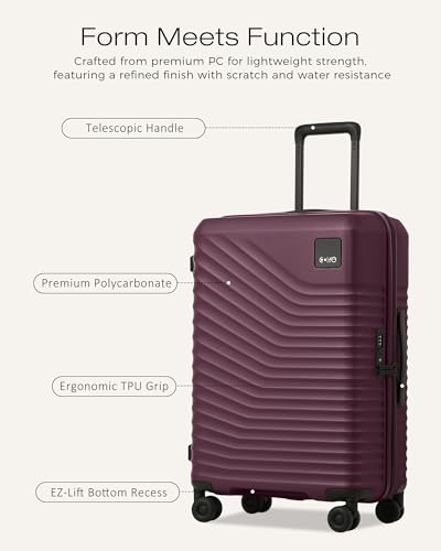 Coolife Luggage 3 Piece Set, Lightweight PC Hardside Suitcases, 20/24/28, Dark Purple - color: Dark Purple, size: 3-Piece Set (20/24/28)