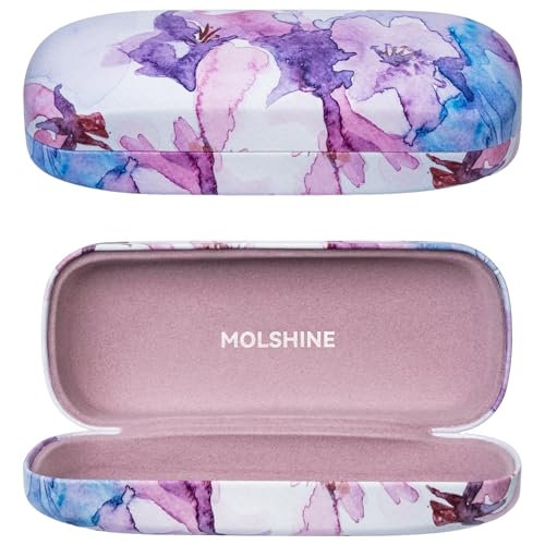 molshine Hard Shell Sunglasses Case, Classic Large Glasses Case for Women Men, Sunglass Eyeglasses - color: Purple