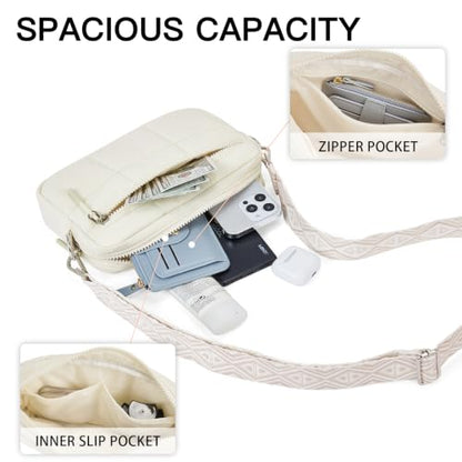 Telena Crossbody Bags for Women Cross Body Purse with Guitar Strap - color: Beige