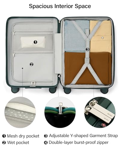 MILADA Expandable Checked Luggage 28 Inch, Hard Shell Large Suitcase - color: Blackish Green, size: Checked Large 28 inch