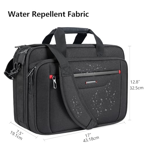 VANKEAN 17.3" Expandable Waterproof Laptop Briefcase for Travel & Business - color: Black-red, size: 17.3 Inch