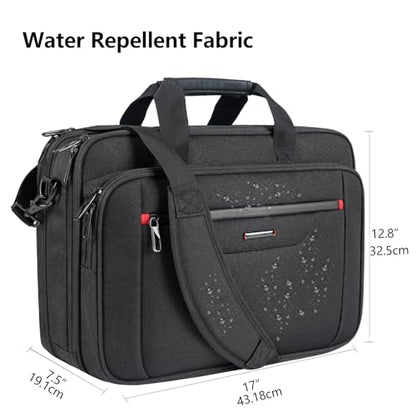 VANKEAN 17.3" Expandable Waterproof Laptop Briefcase for Travel & Business - color: Black-red, size: 17.3 Inch