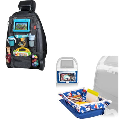 Lusso Gear B S Car Organizer - Black and Kids Tray Table Cover - Airplanes