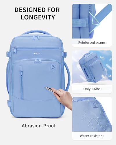 ECOHUB Travel Backpack Airline Approved Under Seat Personal Item Bag - color: Sky Blue, size: 17 inch underseat