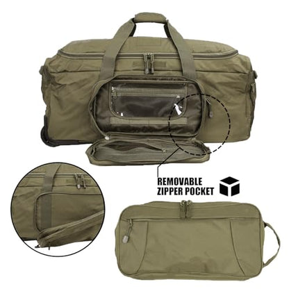 120L Travel Duffle Bag With Wheels Expandable Rolling Travel Bag for Men - color: Green