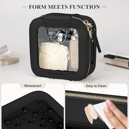 Small Clear Makeup Bag for Purse, Travel Cosmetic Case, Black, Mini - color: Black, size: Mini