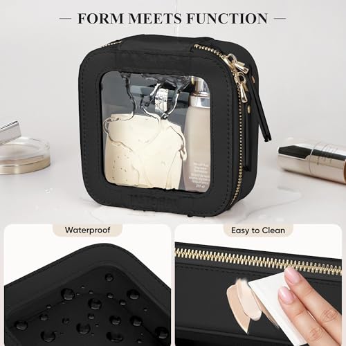 Small Clear Makeup Bag for Purse, Travel Cosmetic Case, Black, Mini - color: Black, size: Mini