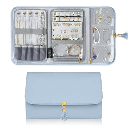 MATEIN Travel Jewelry Case, Compact Ring Organizer Carrying Bag, Blue - color: Blue