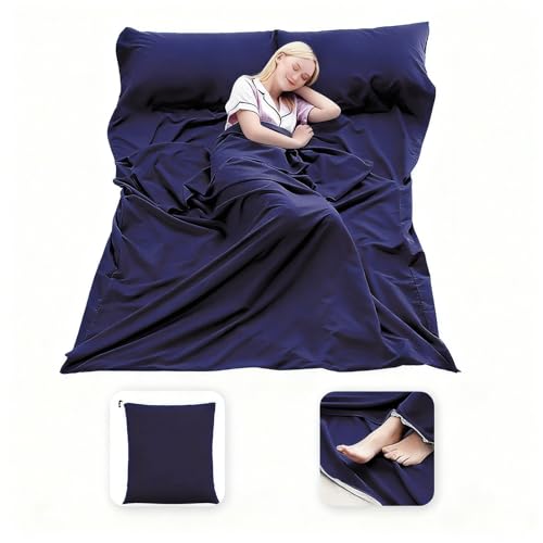 Sleeping Bag Liner, Compact Travel Sheets for Hotel Hostel - color: Navy Blue, size: 82.7" X 63"