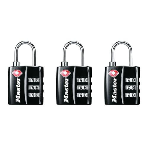 Master Lock TSA Approved Luggage Lock Black Backpack Lock 3-Pack 4680BLKEC3 - size: 3 Pack