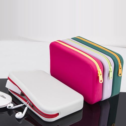 Makeup Pouch Portable Square Cosmetic Storage Bag Silicone Makeup Brush Holder Travel(purple)