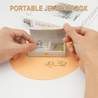 Small Jewelry Box, Mini Travel Jewelry Case Grey Velvet - color: Mini - Grey