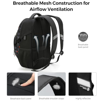 Swissdigital Design Laptop Backpack for Men with USB Charging Port SD803-91 - color: Gray Camo