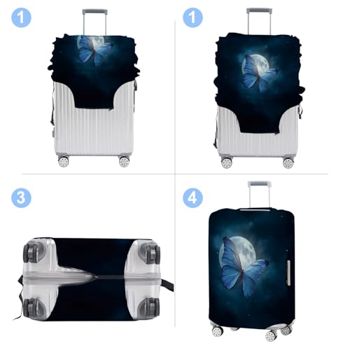 Blue Butterfly Luggage Cover Washable Suitcase Protector Anti-scratch Suitcase cover Fits 24-26 Inch Luggage M - color: Blue butterfly, size: M(24-26inch suitcase)