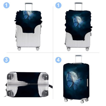 Blue Butterfly Luggage Cover Washable Suitcase Protector Anti-scratch Suitcase cover Fits 24-26 Inch Luggage M - color: Blue butterfly, size: M(24-26inch suitcase)