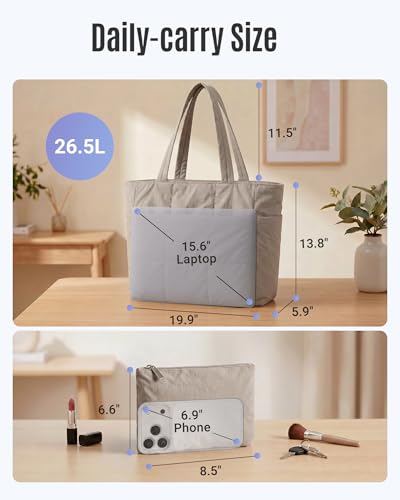 LIGHT FLIGHT Tote Bag for Women, Top Handle Handbag 15.6 inch Laptop Bag Quilted Tote With Pocket Black Totes for Work Bag - color: Pink