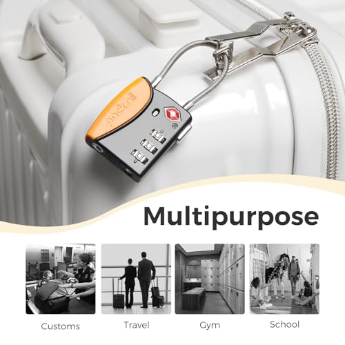 pack all TSA Approved Travel Luggage Locks, Resettable 3-Digit Code - color: Orange, size: 4 Pack