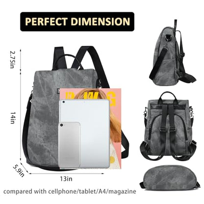 Fmeida Convertible Backpack Purse for Women Anti Theft Travel Backpack Grey - color: Grey