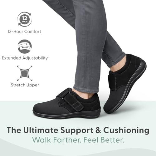 Orthofeet Wichita Orthopedic Women's Casual Shoes | Lightweight, Stretchable Ladies Shoe with Adjustable Monk Strap, Arch Support, Comfortable Ergonomic Cushioning, Wide Toe Box - size: 5.5