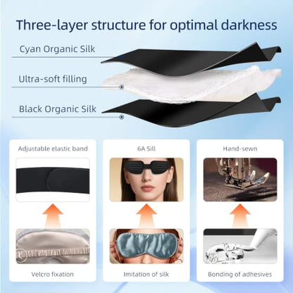 Sleep Mask for Men Women, Zero Pressure 3D Blackout Eye Mask - color: Linen