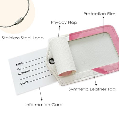 Pink Preppy 8 Ball Luggage Tag, Trendy Retro Coquette Lucky 8 Ball