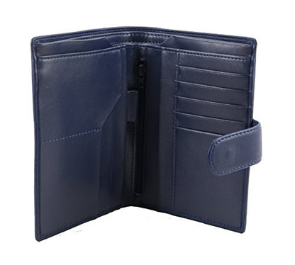 Genuine Sheep Leather Smart Family Size Passport Travel Wallet/Holder - (Blue) - color: Blue
