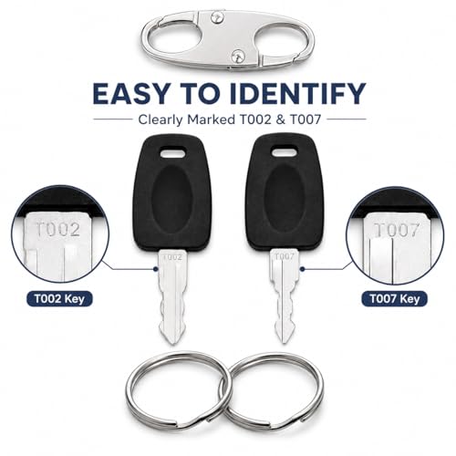002 007 Luggage Lock Replacement Key Set for Suitcase Locks with Split Rings and S Hook