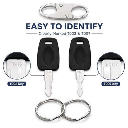 002 007 Luggage Lock Replacement Key Set for Suitcase Locks with Split Rings and S Hook