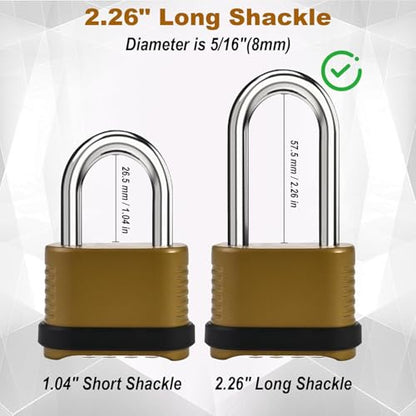 4 Digit Heavy Duty Combination Lock - 105mm Long Shackle (1pcs, Golden) - style: 1pcs Long-Golden