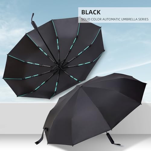 Folding Umbrella Anti-UV Compact Durable Folding Umbrella Auto Open Close Windproof Travel Umbrella Premium Grip Fits Backpack - color: Black