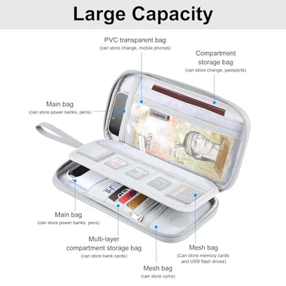 Passport Holder Family RFID Blocking Passport Wallet (Grey-Medium) - color: Grey