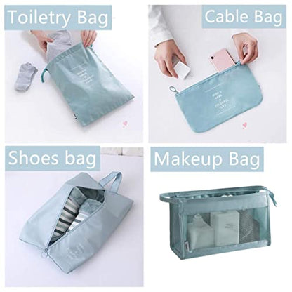 Luggage Packing Organizers Packing Cubes Set for Travel (blue 8pc) - color: blue 8pc