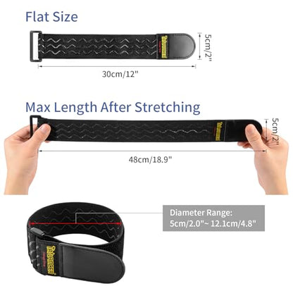 Trilancer Elastic Cinch Straps with Anti-Slip Strips, 12'' x 2'' (8 Pack) - size: 12"(8 pcs)