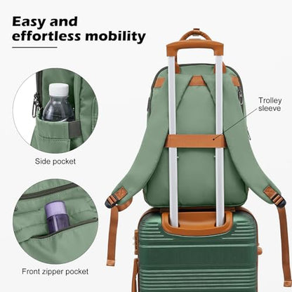 LONG VACATION Luggage Sets with Spinner Wheels, Carry on Suitcase 3 Piece - color: GREEN-BROWN, size: 3 piece set(BP)