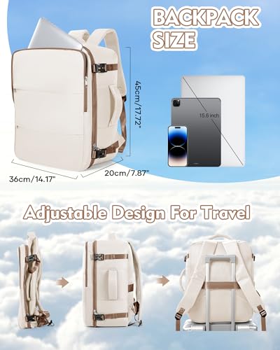 suradar Travel Backpack Carry On Backpack Flight Approved - color: Z1-beige Brown