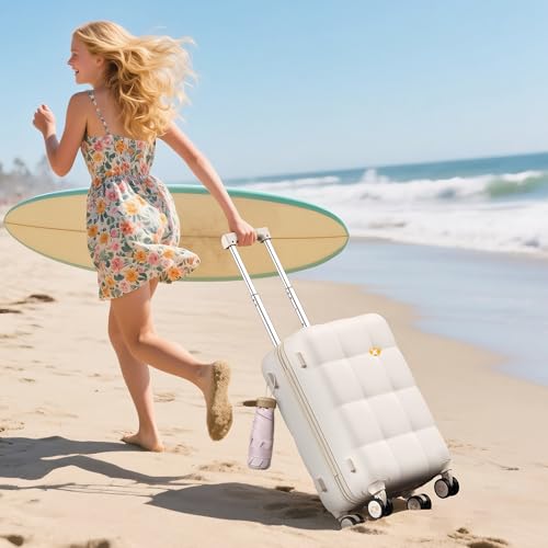 MGB Carry On Luggage 22x14x9 Airline Approved, Suitcases with Wheels, Cream - color: Cream, size: Carry-On 20 Inch