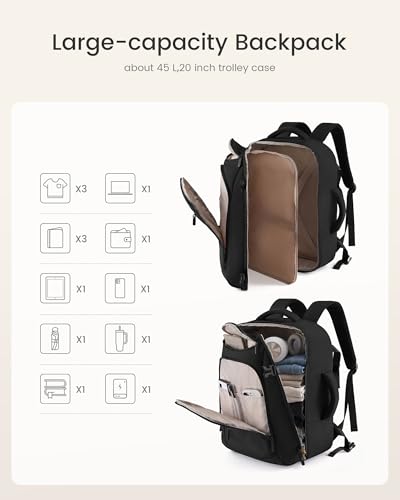 LOVEVOOK 50L Travel Backpack for Women & Men, Airline Approved Carry On Bag - color: Light Pink / Off-white, size: XLarge-50L