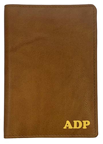 Personalized Monogrammed Antique Saddle Leather RFID Passport Wallet - color: Antique Saddle, style: Minimalist