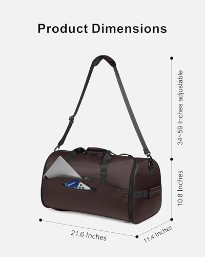 NPBAG 여행용 컨버터블 의류 더플 백 - 휴대용 의류 가방, 남성 및 여성용 정장 가방, 어깨끈 포함 3 in 1 접이식 여행용 더플 백팩, 브라운., 라지, 캐주얼 - color: 브라운.