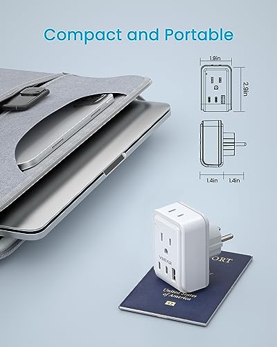 VINTAR Type E F Plug Adapter, 2 Pack Power Adapter for France Germany - style: Type E/F - Germany France