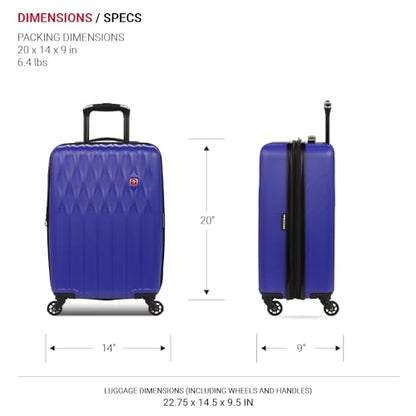 SwissGear 8018 Expandable Luggage, Hard Shell Carry-On Luggage with Spinner Wheels - color: Blue Violet, size: Carry-On 20-Inch