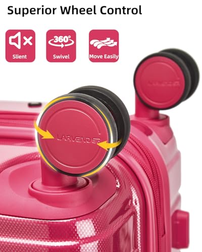 LARVENDER Luggage Sets 6 Piece Expandable Suitcases Set, Glossy Very Berry - color: Glossy Very Berry-6PC, size: Family Set