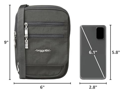 Baggallini Journey Crossbody Bags for Women 9x6 Small Lightweight Travel Handbag W/RFID - color: Charcoal