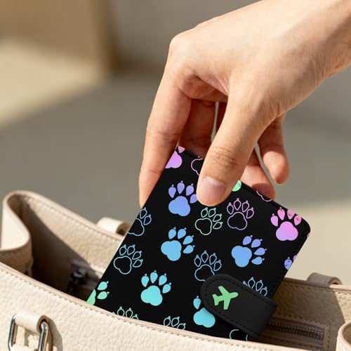 Passport Holder, Cute Travel Wallet Cover with RFID Blocking,Pawprint - color: F-Pawprint