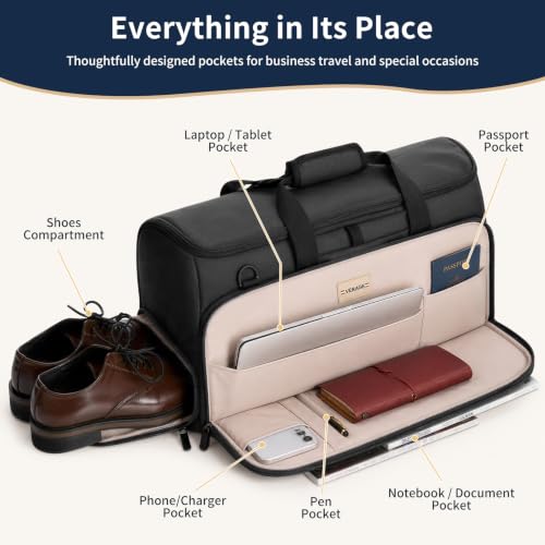 VERAGE Garment Duffel Bag, Carry-On Suit Travel Bag, 45L - color: Jet Black, size: Garment Bags 22-Inch