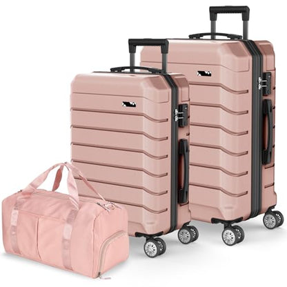 Luggage Sets 3 Piece Lightweight Hardshell Suitcase（Rose Gold - color: RPSE GOK