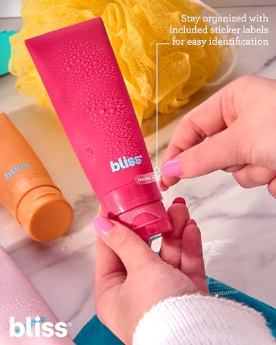 Bliss Travel Bottles Set TSA Approved Leak-Free Refillable Toiletries - size: 4pc Amalfi Vibes