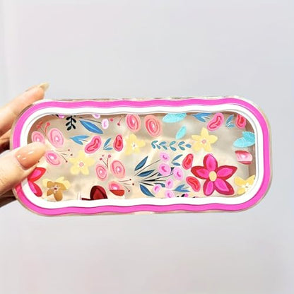 Glasses Case Hard Shell, Clear Eyeglass Case, Cute Holder for Sunglasses and Reading Glasses - color: Pink Flower